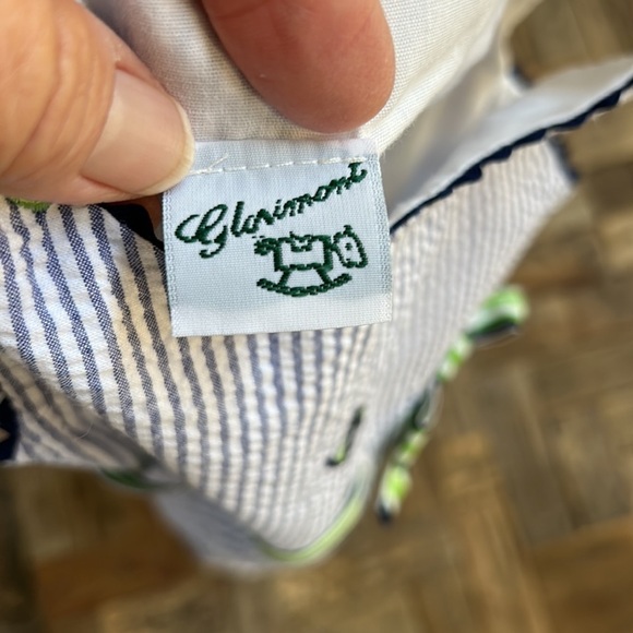 Glorimont Seersucker Navy Girls Dress - Picture 6 of 8